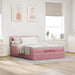 Cadru de pat otoman cu saltea roz 140x190cm catifea - WALTI WALTI
