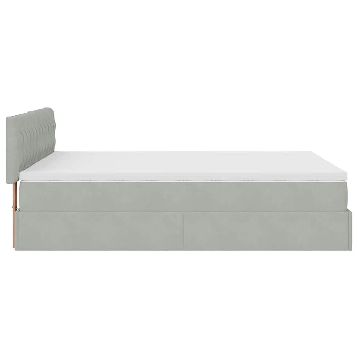 Cadru de pat otoman cu saltea Gri deschis 140x200cm catifea - WALTI WALTI