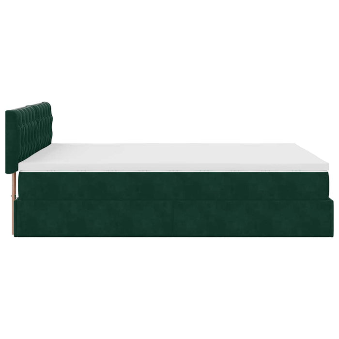 Cadru de pat otoman cu saltea verde închis 140x200cm catifea - WALTI WALTI