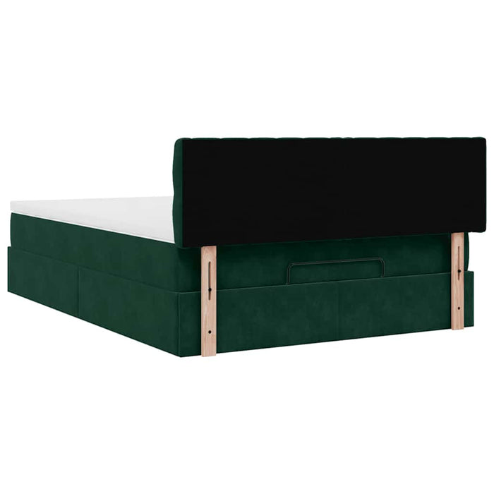 Cadru de pat otoman cu saltea verde închis 140x200cm catifea - WALTI WALTI