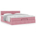 Cadru de pat otoman cu saltea roz 160x200cm catifea - WALTI WALTI