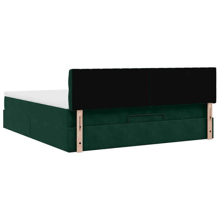 Cadru de pat otoman cu saltea verde închis 180x200cm catifea - WALTI WALTI