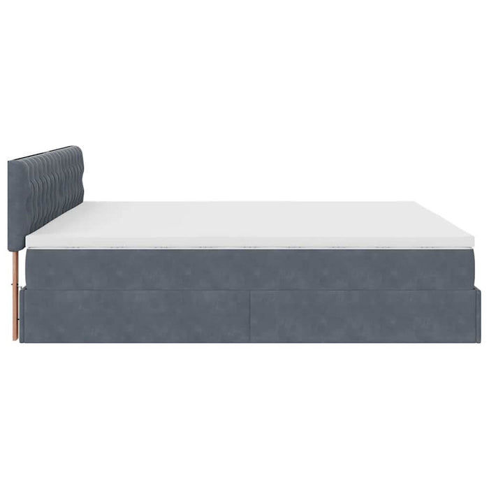 Cadru de pat otoman cu saltea gri închis 200x200 cm catifea - WALTI WALTI