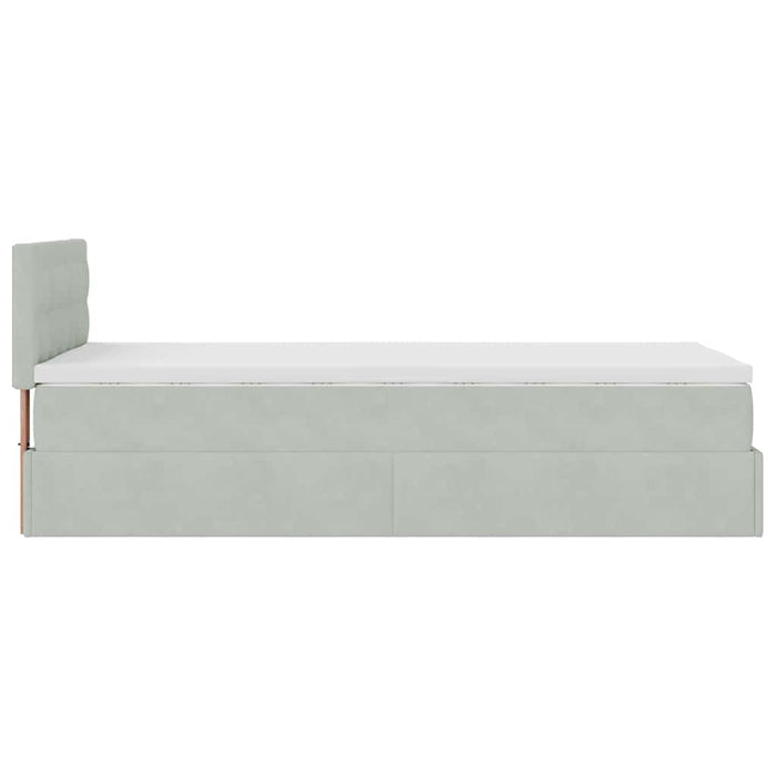 Cadru de pat otoman cu saltea Gri deschis 80x200cm catifea - WALTI WALTI