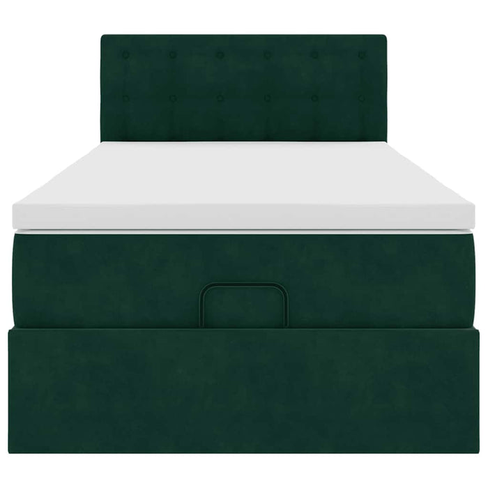 Cadru de pat otoman cu saltea verde închis 80x200cm catifea - WALTI WALTI