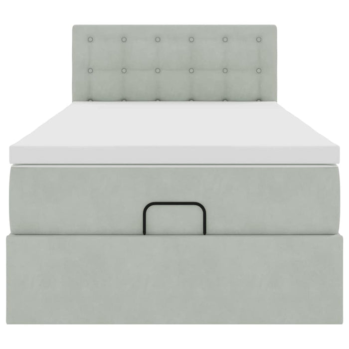Cadru de pat otoman cu saltea Gri deschis 90x190cm catifea - WALTI WALTI