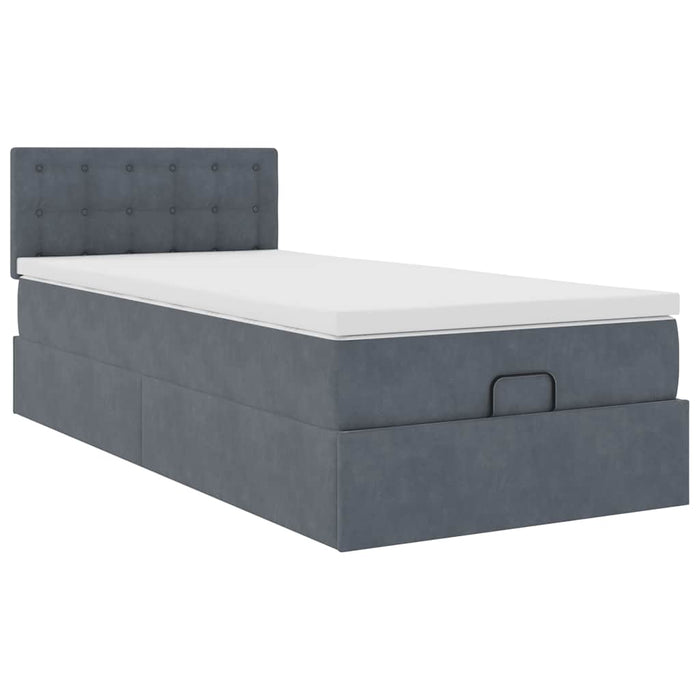 Cadru de pat otoman cu saltea catifea gri închis 90x190cm - WALTI WALTI