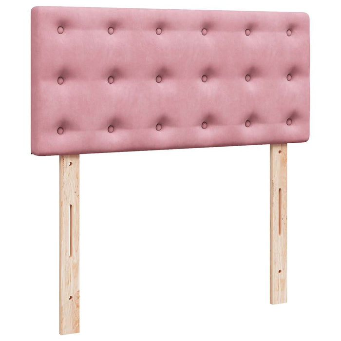 Cadru de pat otoman cu saltea, catifea roz 90x190cm - WALTI WALTI