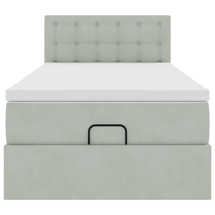 Cadru de pat otoman cu saltea Gri deschis 90x200cm catifea - WALTI WALTI