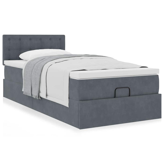 Cadru de pat otoman cu saltea catifea gri închis 90x200cm - WALTI WALTI