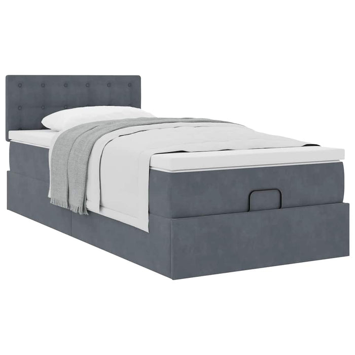 Cadru de pat otoman cu saltea catifea gri închis 90x200cm - WALTI WALTI