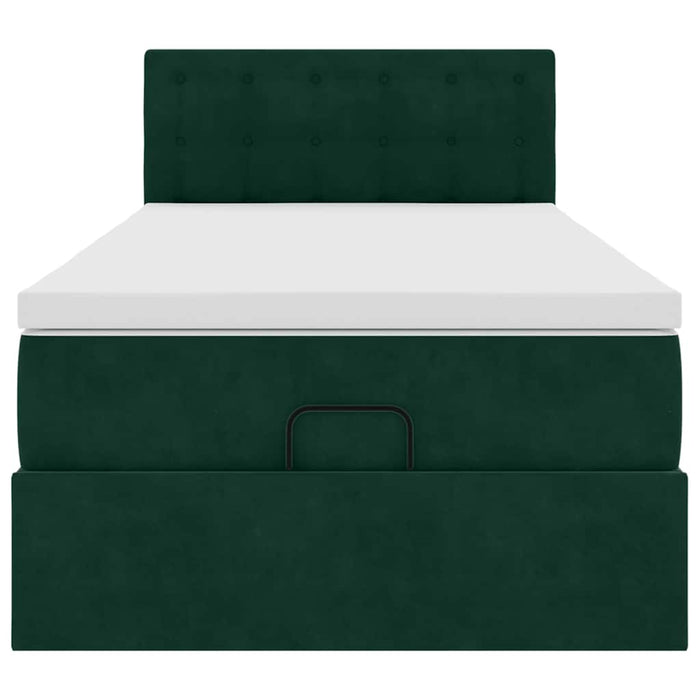 Cadru de pat otoman cu saltea catifea verde închis 90x200cm - WALTI WALTI