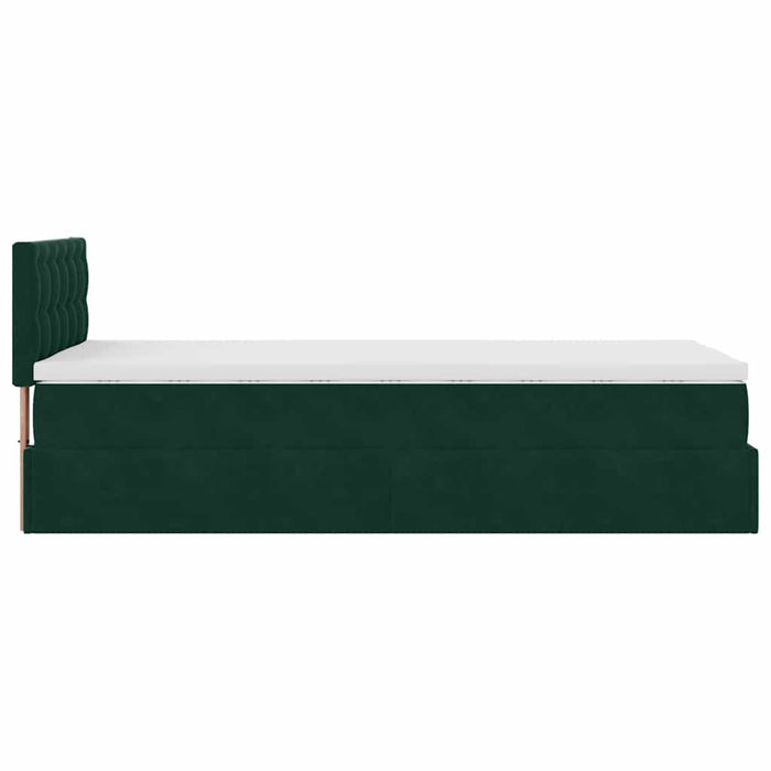 Cadru de pat otoman cu saltea catifea verde închis 90x200cm - WALTI WALTI