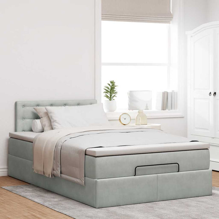 Pat otoman cu saltea Gri deschis 120x190 cm catifea - WALTI WALTI