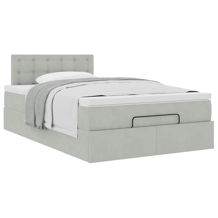 Pat otoman cu saltea Gri deschis 120x190 cm catifea - WALTI WALTI