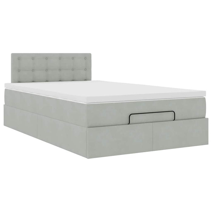 Pat otoman cu saltea Gri deschis 120x190 cm catifea - WALTI WALTI