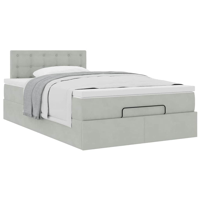 Cadru de pat otoman cu saltea Gri deschis 120x200cm catifea - WALTI WALTI