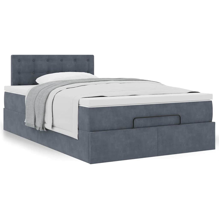 Cadru de pat otoman cu saltea Gri închis 120x200cm catifea - WALTI WALTI