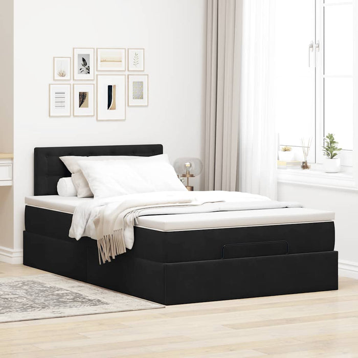 Cadru pat otoman cu saltea, catifea neagră 120x200 cm - WALTI WALTI