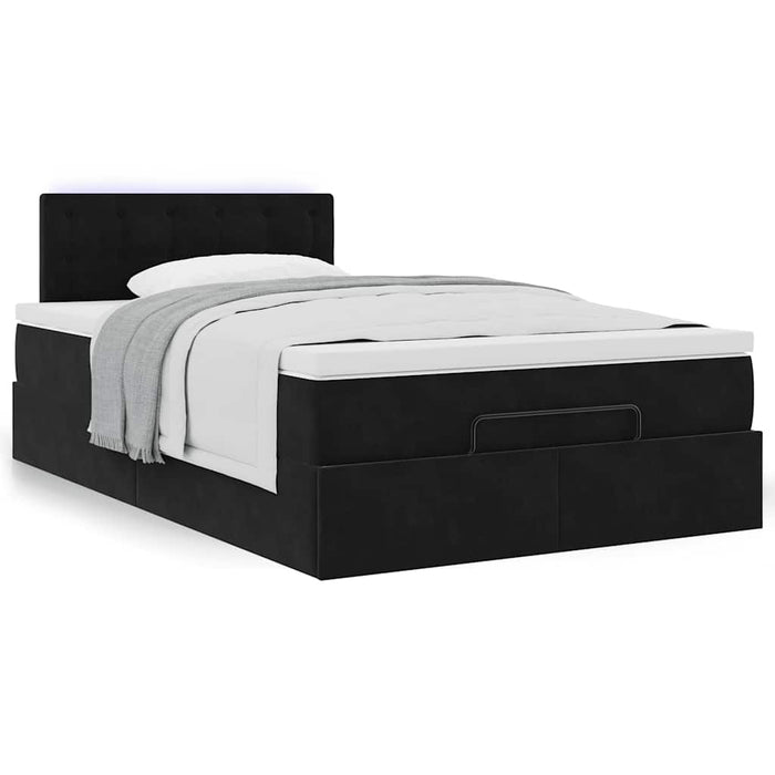 Cadru pat otoman cu saltea, catifea neagră 120x200 cm - WALTI WALTI