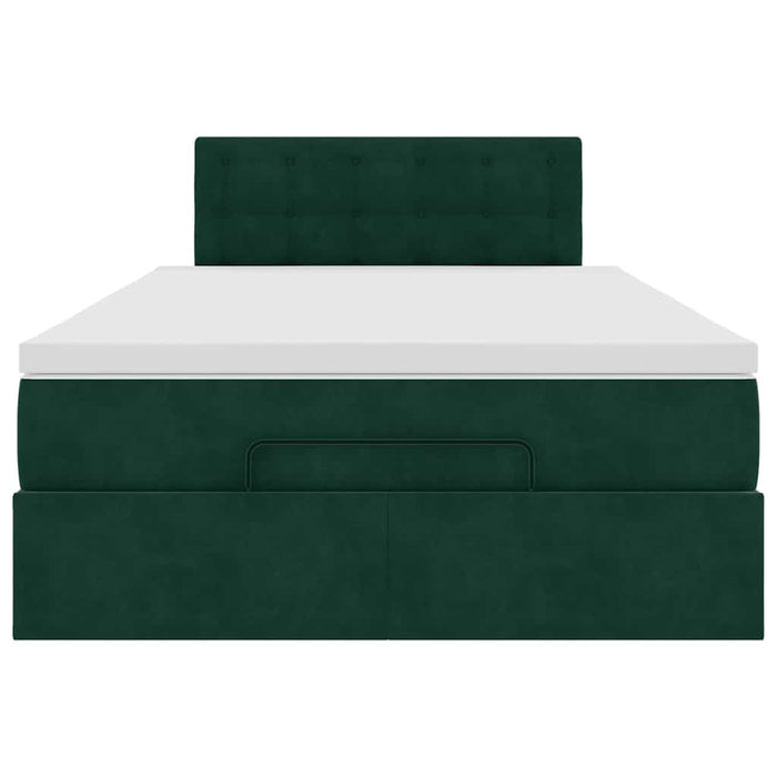 Cadru de pat otoman cu saltea verde închis 120x200cm catifea - WALTI WALTI