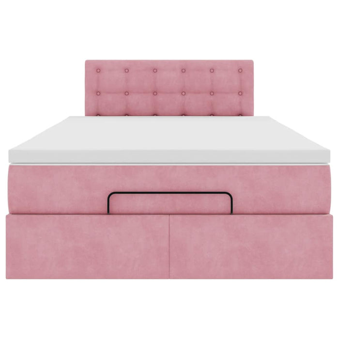 Cadru de pat otoman cu saltea, catifea roz 120x200cm - WALTI WALTI