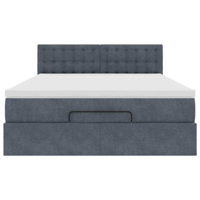 Cadru de pat otoman cu saltea Gri închis 140x190cm catifea - WALTI WALTI