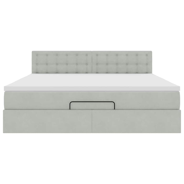 Cadru de pat otoman cu saltea Gri deschis 160x200cm catifea - WALTI WALTI