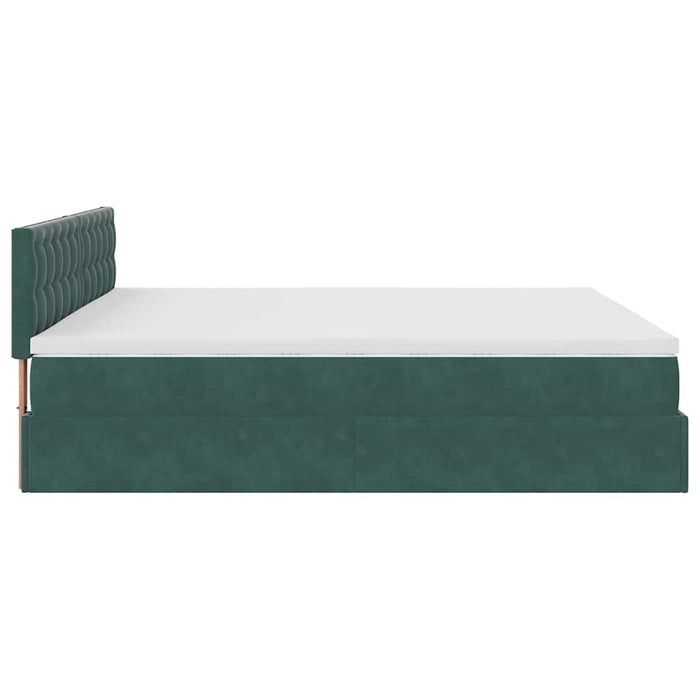 Cadru de pat otoman cu saltea verde închis 160x200cm catifea - WALTI WALTI
