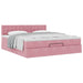 Cadru de pat otoman cu saltea roz 160x200cm catifea - WALTI WALTI