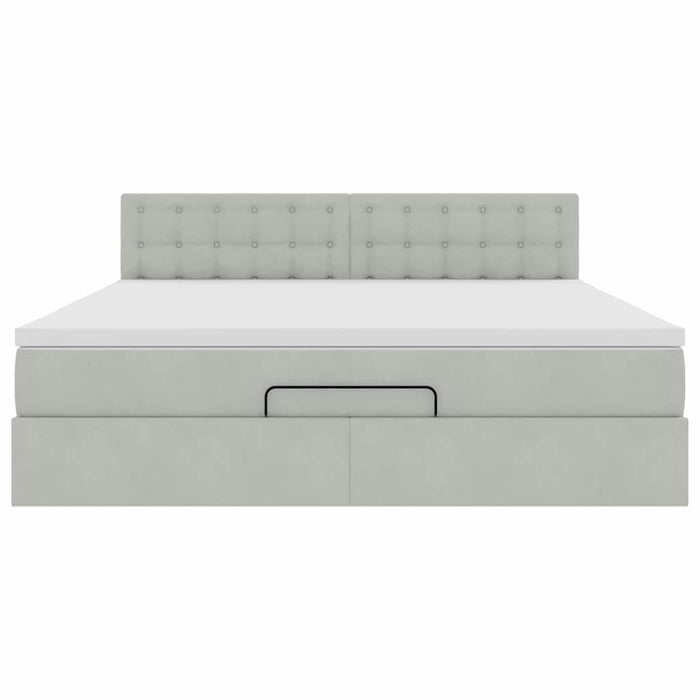 Cadru de pat otoman cu saltea Gri deschis 180x200cm catifea - WALTI WALTI