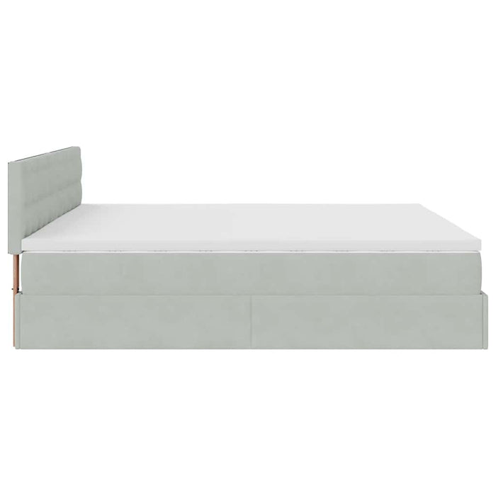 Cadru de pat otoman cu saltea Gri deschis 180x200cm catifea - WALTI WALTI
