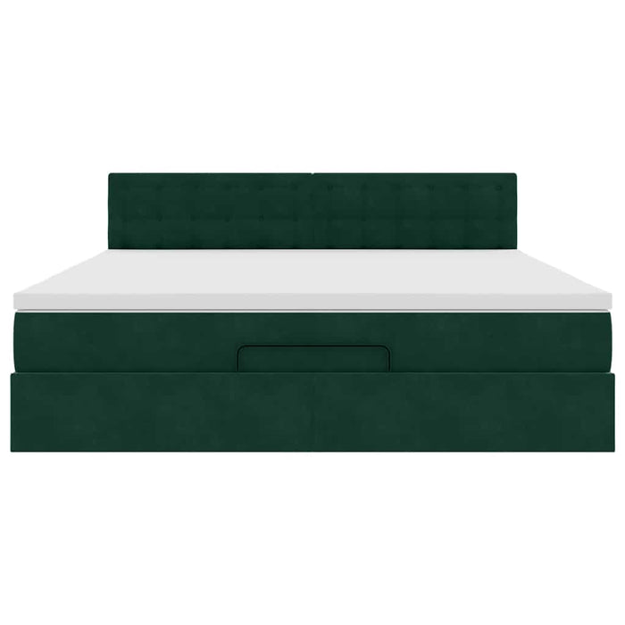 Cadru de pat otoman cu saltea verde închis 180x200cm catifea - WALTI WALTI