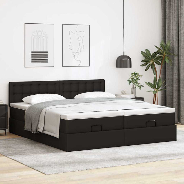 Cadru de pat otoman saltele Negru 160x200cm piele artificială WALTI