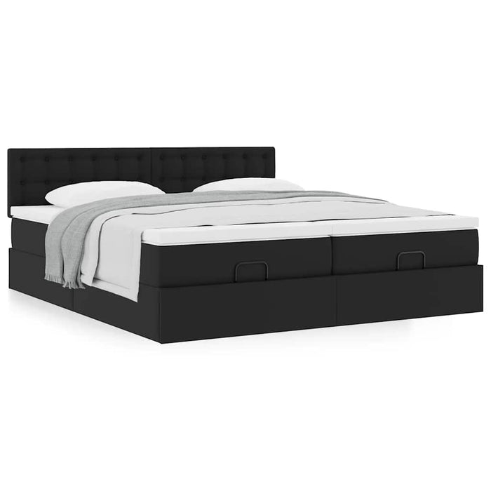 Cadru de pat otoman saltele Negru 160x200cm piele artificială WALTI