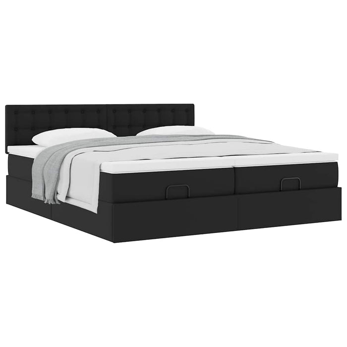 Cadru de pat otoman saltele Negru 160x200cm piele artificială WALTI