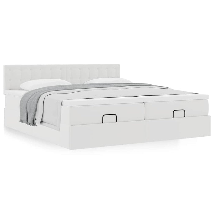 Cadru de pat otoman cu saltea alb 160x200cm piele artificială - WALTI WALTI