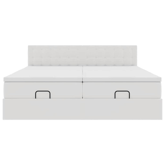 Cadru de pat otoman cu saltea alb 160x200cm piele artificială - WALTI WALTI