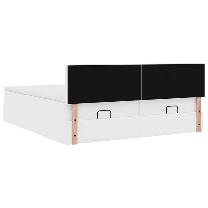 Cadru de pat otoman cu saltea alb 160x200cm piele artificială - WALTI WALTI