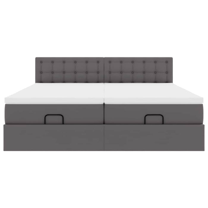Cadru de pat otoman cu saltea gri 160x200cm piele artificială WALTI