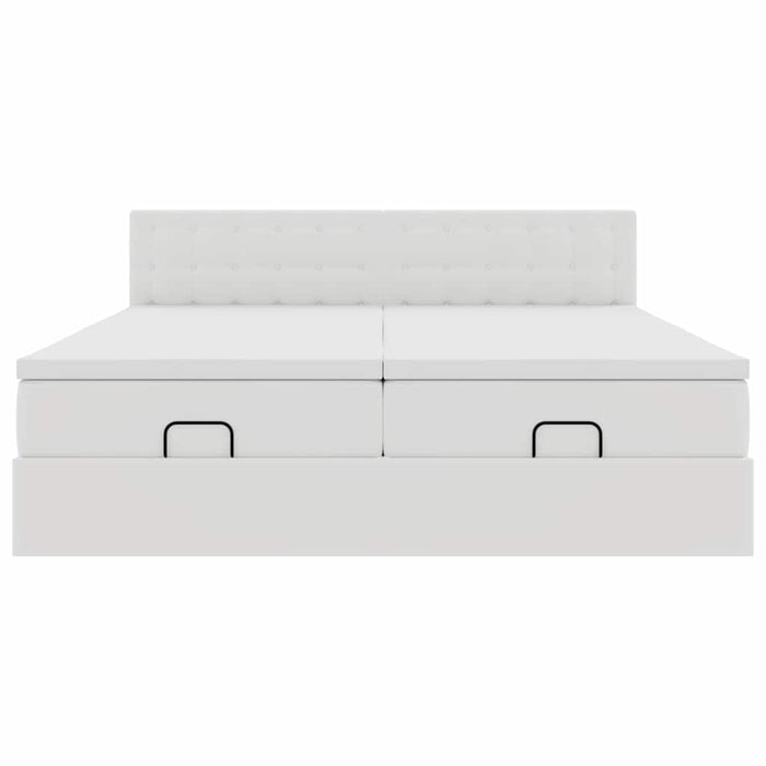 Cadru de pat otoman cu saltele alb 180x200cm piele artificială - WALTI WALTI