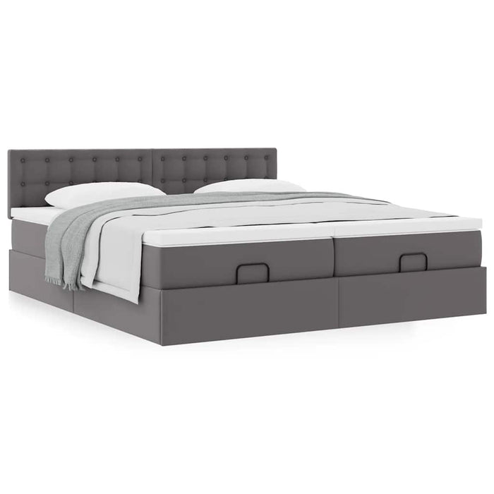 Cadru de pat otoman cu saltele Gri 180x200cm piele artificială - WALTI WALTI