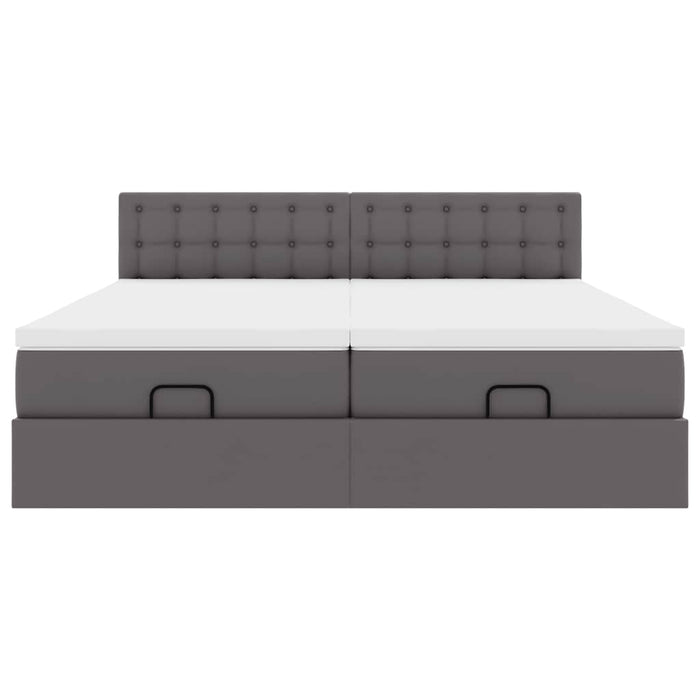 Cadru de pat otoman cu saltele Gri 180x200cm piele artificială - WALTI WALTI