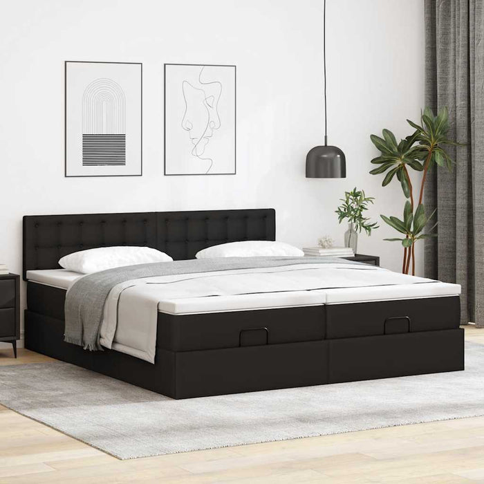 Cadru de pat otoman saltele Negru 200x200cm piele artificială - WALTI WALTI
