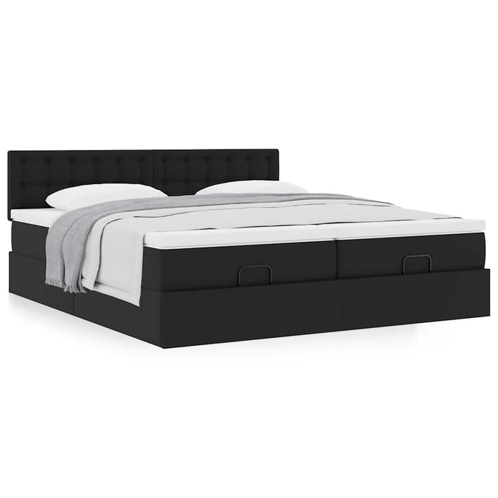 Cadru de pat otoman saltele Negru 200x200cm piele artificială - WALTI WALTI