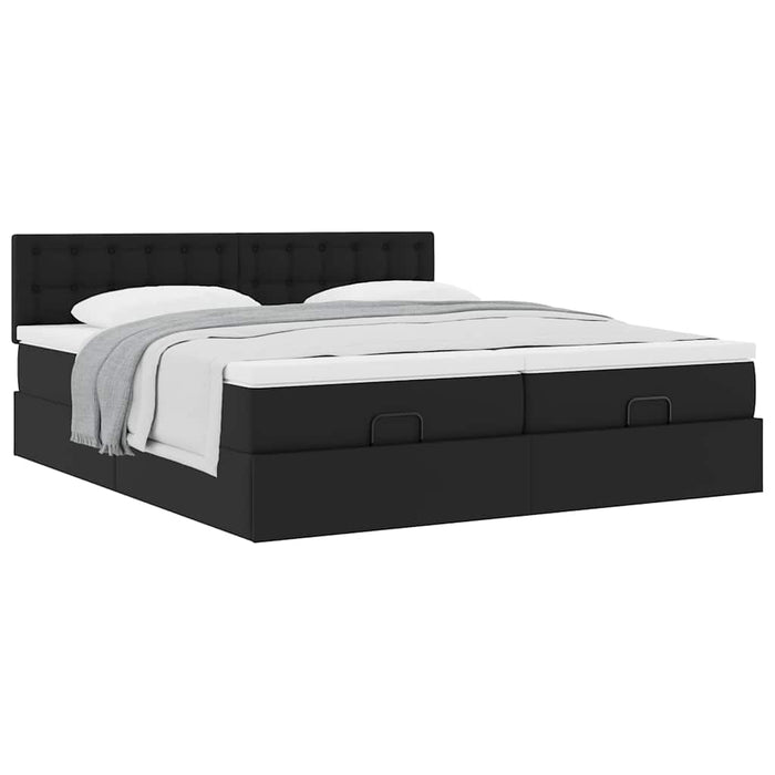 Cadru de pat otoman saltele Negru 200x200cm piele artificială - WALTI WALTI