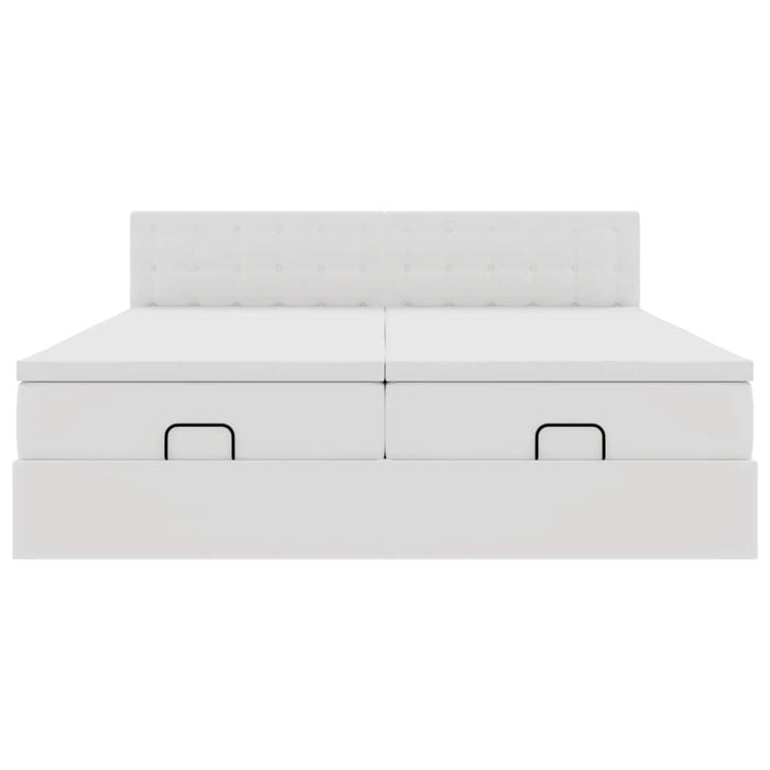 Cadru de pat otoman cu saltele alb 200x200cm piele artificială - WALTI WALTI