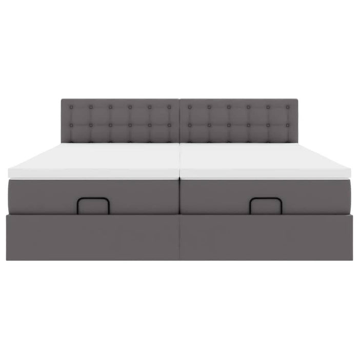 Cadru de pat otoman cu saltele Gri 200x200cm piele artificială WALTI