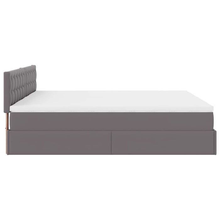 Cadru de pat otoman cu saltele Gri 200x200cm piele artificială WALTI