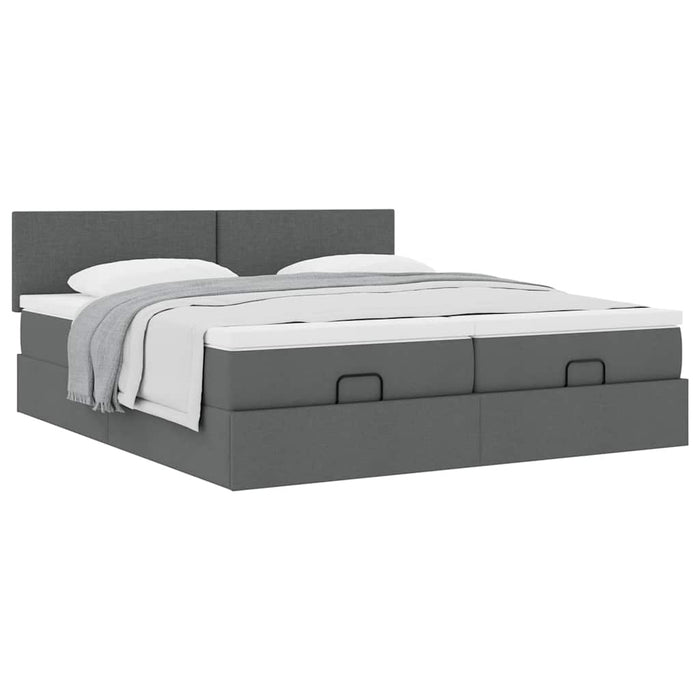 Cadru de pat otoman cu saltele țesătură gri închis 160x200cm - WALTI WALTI